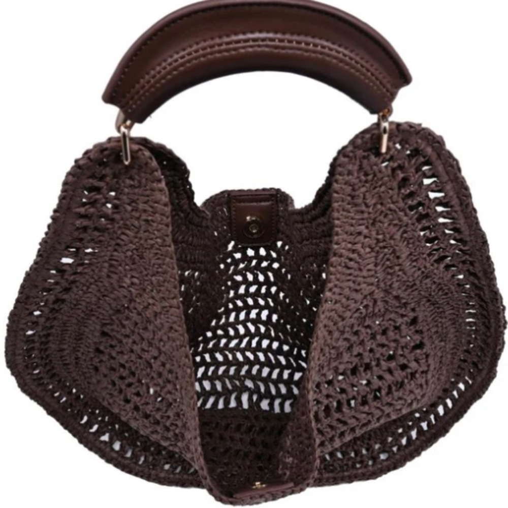 Urban Expressions Camden Brown Raffia Straw Hobo Shoulder Bag Summer Tote Medium - Picture 3 of 7